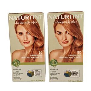 Naturtint Permanent Hair Color 8C Copper Blonde 2-Pack Ammonia Free Exp 09/2029